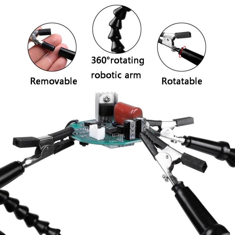 Six-Jaw LED Lamp Magnifying Glass Soldering Station with Fan