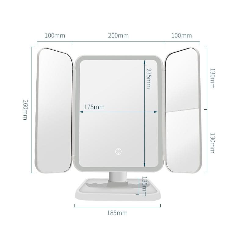 430 Three-Sided Folding LED Makeup Mirror Table Lamp-Reluova