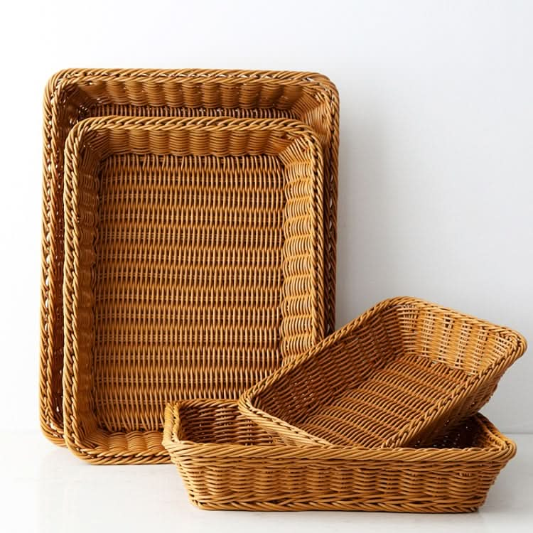 A1744 Rattan Basket Food Fruit Storage Basket Rectangular Fruit Plate, Size:-Reluova