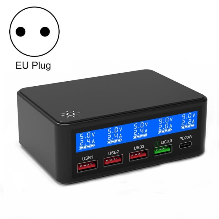 618 QC3.0 + PD20W + 3 x USB Ports Charger with Smart LCD Display,