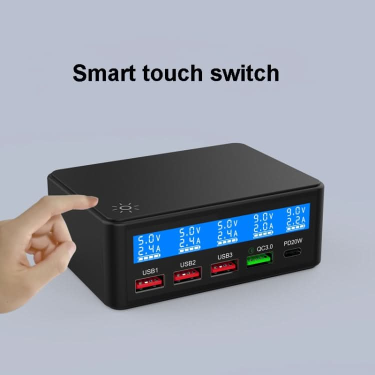 618 QC3.0 + PD20W + 3 x USB Ports Charger with Smart LCD Display,