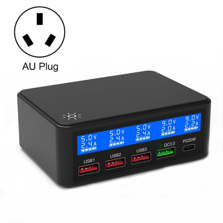 618 QC3.0 + PD20W + 3 x USB Ports Charger with Smart LCD Display,