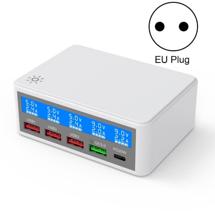 618 QC3.0 + PD20W + 3 x USB Ports Charger with Smart LCD Display,