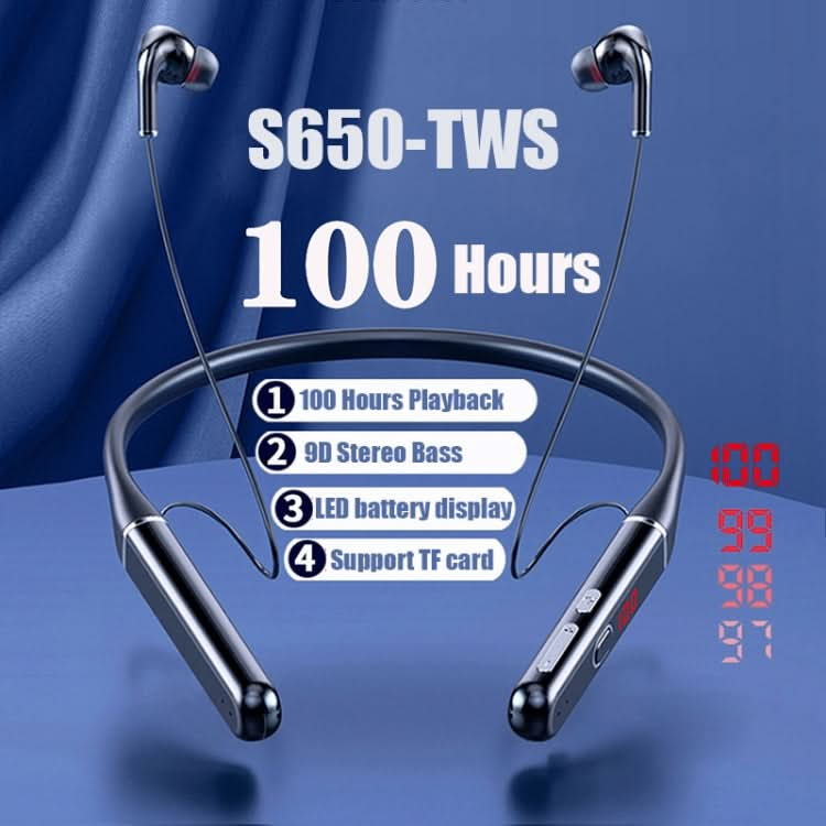 S650 HIFI Bluetooth Wireless Neckband Earphone Support TF Card