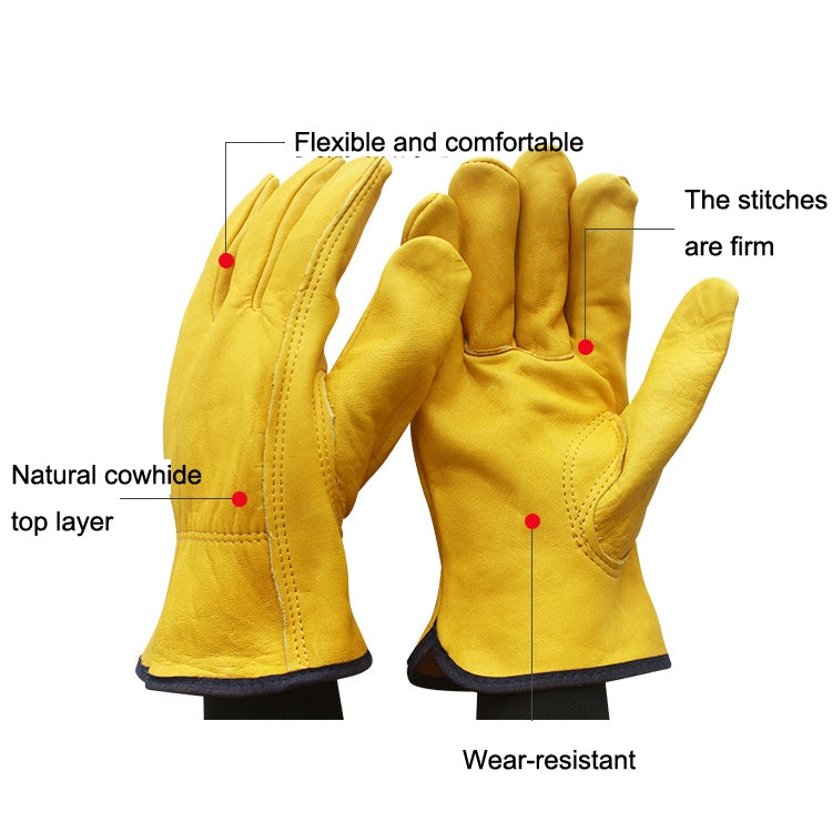 1 Pair JJ-1011 Cowhide Outdoor Wear-resistant Gardening Gloves, Size: