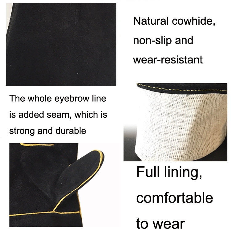 1 Pair Outdoor Garden Cut-Proof Genuine Leather Welding Gloves, Length