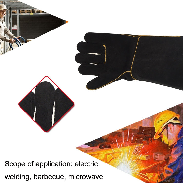 1 Pair Outdoor Garden Cut-Proof Genuine Leather Welding Gloves, Length