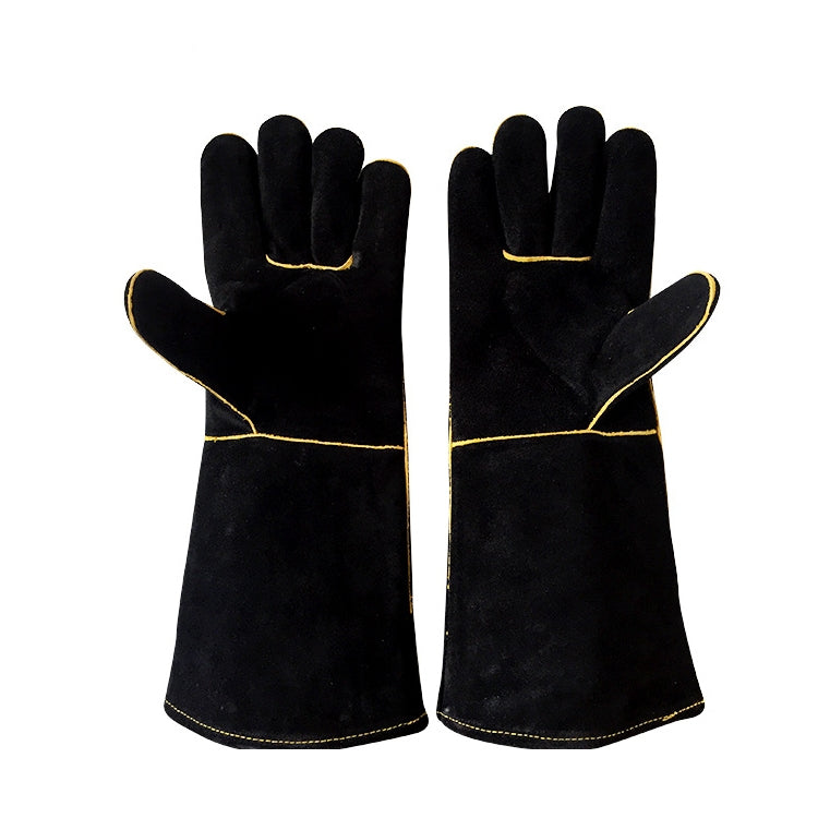 1 Pair Outdoor Garden Cut-Proof Genuine Leather Welding Gloves, Length