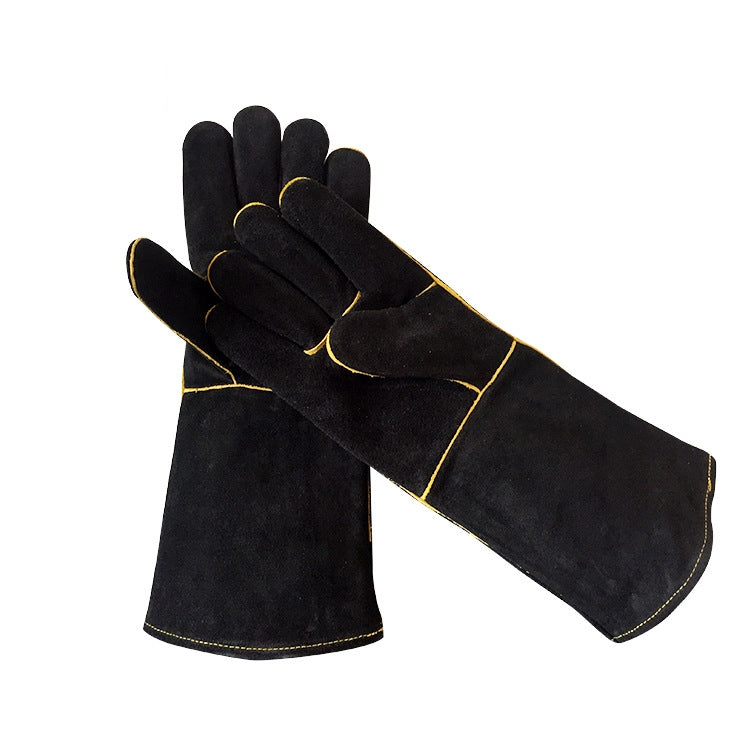 1 Pair Outdoor Garden Cut-Proof Genuine Leather Welding Gloves, Length