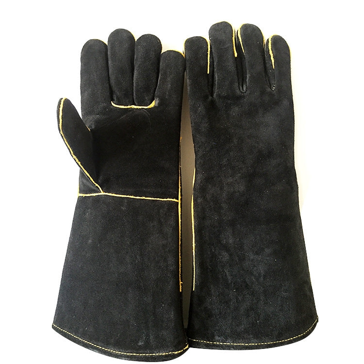 1 Pair Outdoor Garden Cut-Proof Genuine Leather Welding Gloves, Length