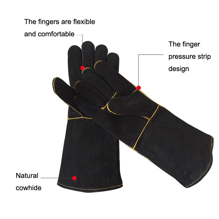 1 Pair Outdoor Garden Cut-Proof Genuine Leather Welding Gloves, Length