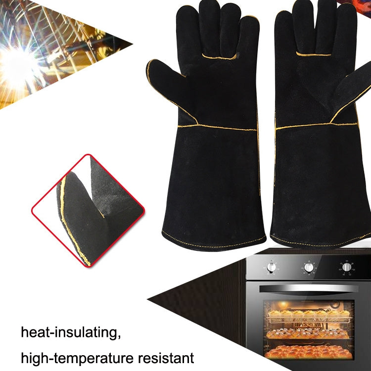 1 Pair Outdoor Garden Cut-Proof Genuine Leather Welding Gloves, Length