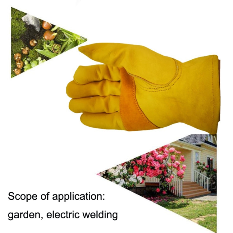 1 Pair JJ-1004 Outdoor Garden Welding Genuine Leather Labor Safety Gloves