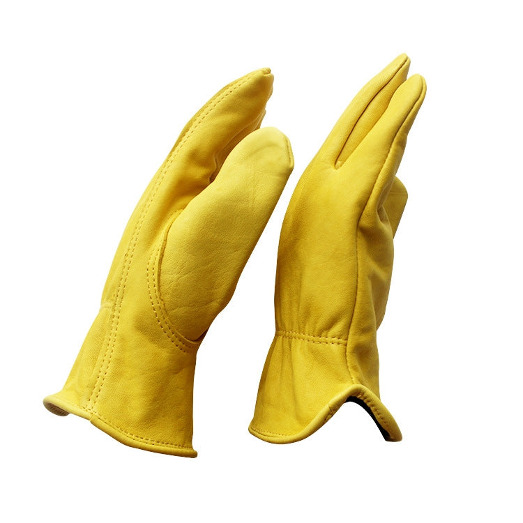 1 Pair JJ-5002 Outdoor Riding Gardening Genuine Leather Safety Gloves, Size: