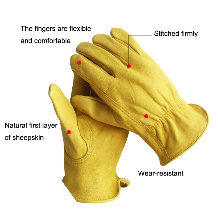 1 Pair JJ-5002 Outdoor Riding Gardening Genuine Leather Safety Gloves, Size: