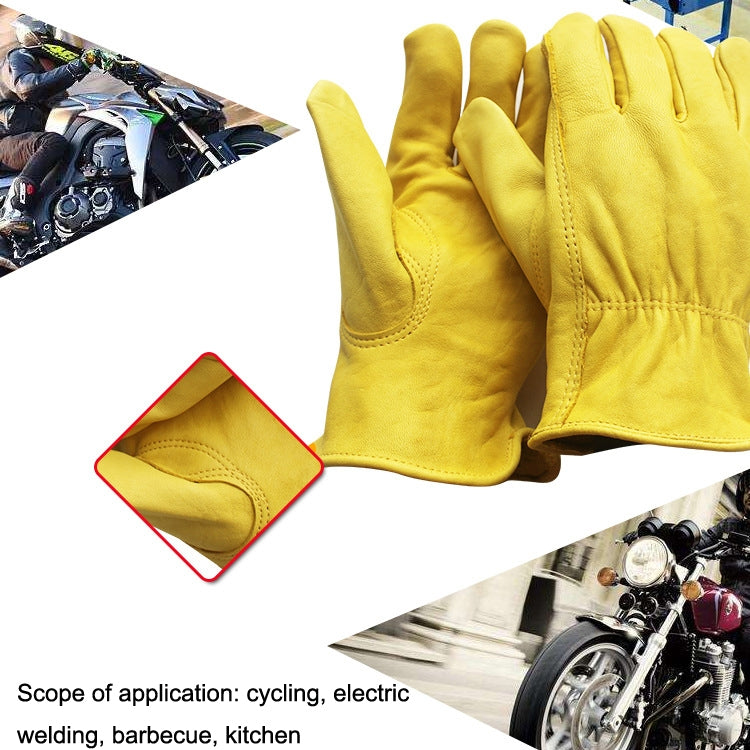 1 Pair JJ-5002 Outdoor Riding Gardening Genuine Leather Safety Gloves, Size: