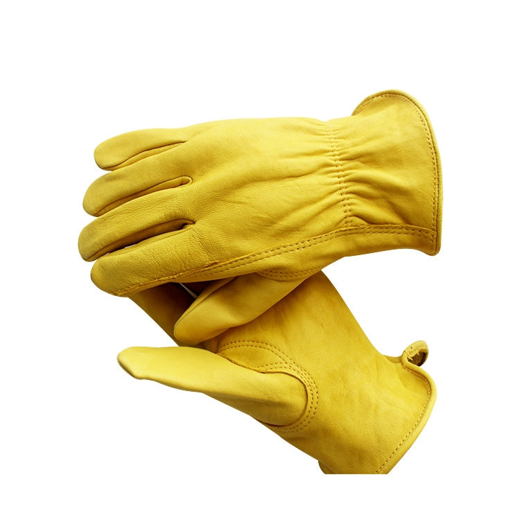 1 Pair JJ-5002 Outdoor Riding Gardening Genuine Leather Safety Gloves, Size: