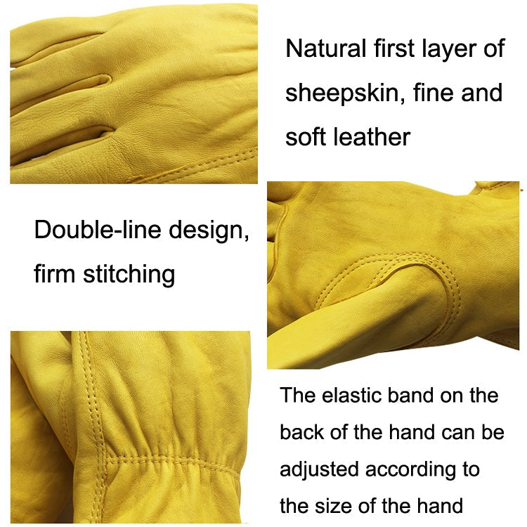 1 Pair JJ-5002 Outdoor Riding Gardening Genuine Leather Safety Gloves, Size: