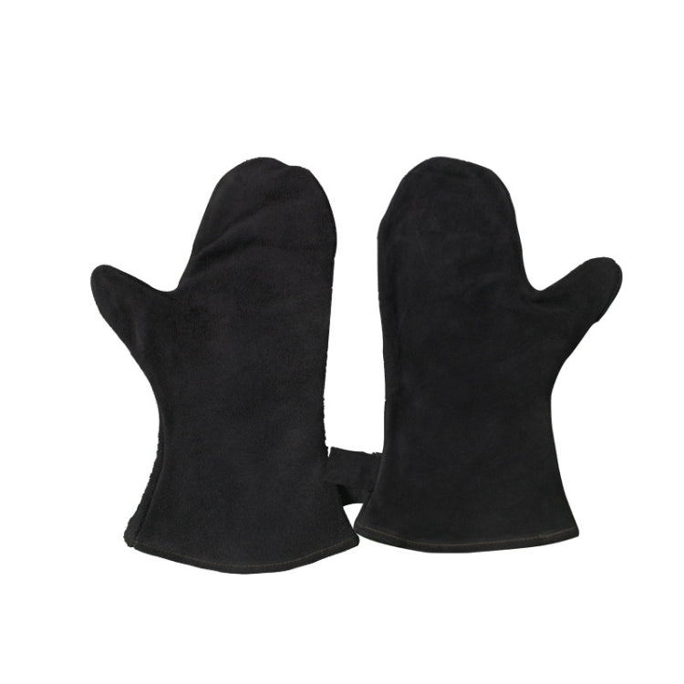 1 Pair Outdoor BBQ Genuine Leather Heat Insulation Gloves