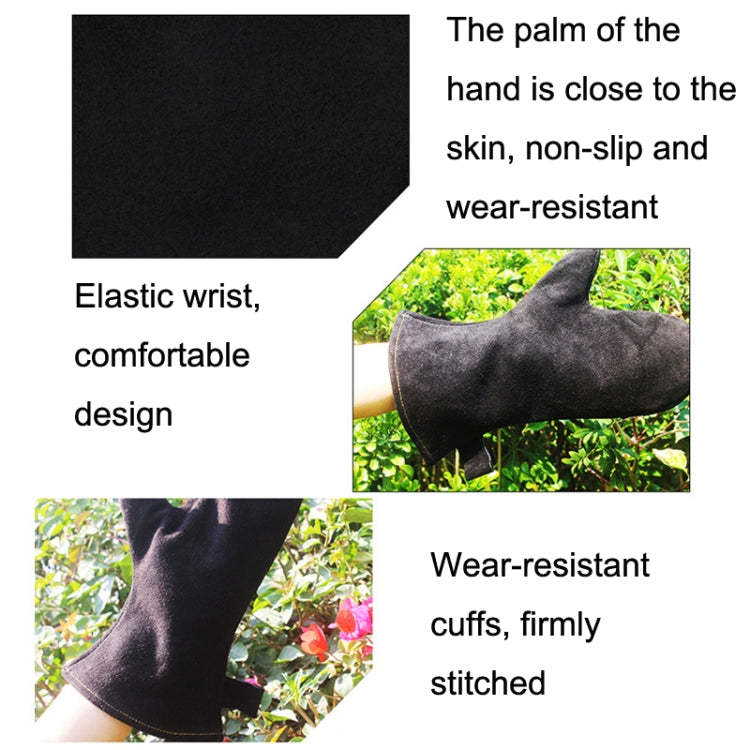 1 Pair Outdoor BBQ Genuine Leather Heat Insulation Gloves