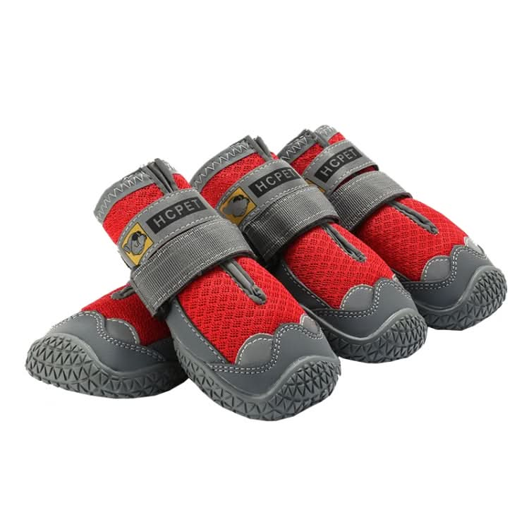 4 PCS / Set HCPET Dog Shoes Breathable Net Dog Shoes, Size: No.1 4cm(Red)-Reluova