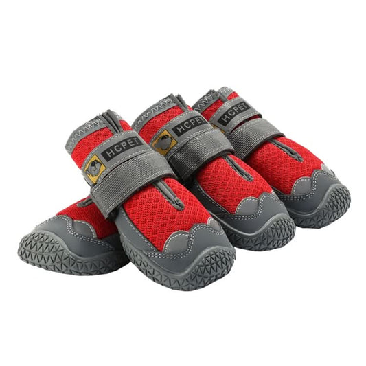 4 PCS / Set HCPET Dog Shoes Breathable Net Dog Shoes, Size: No.8 7.5cm(Red)-Reluova