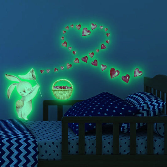 YG201-Q Cartoon Rabbit Love Heart Luminous Decorative Wall Sticker, Specification: 30 x 30cm