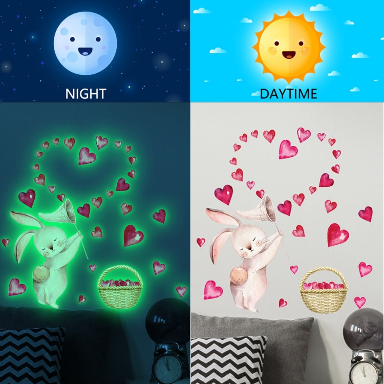 YG201-Q Cartoon Rabbit Love Heart Luminous Decorative Wall Sticker, Specification: 30 x 30cm