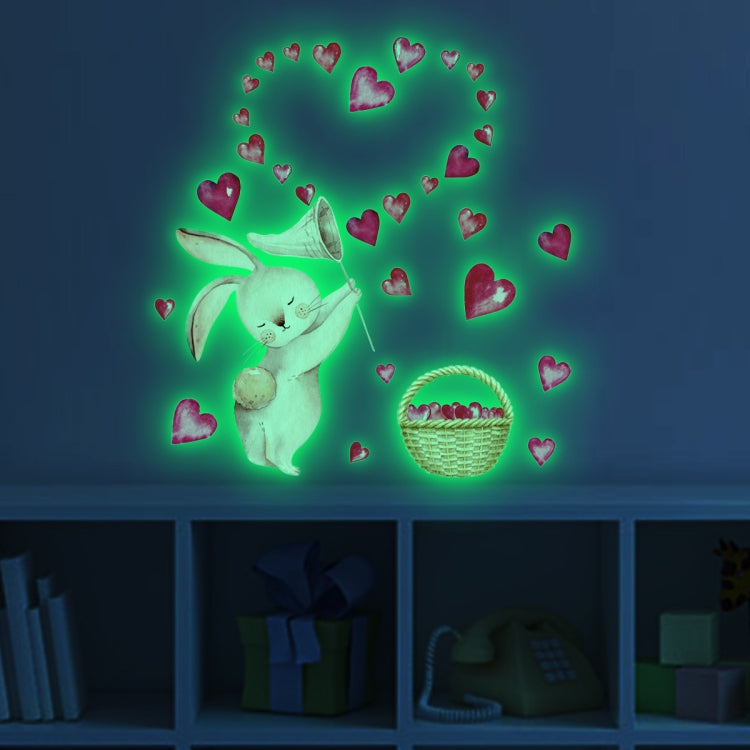 YG201-Q Cartoon Rabbit Love Heart Luminous Decorative Wall Sticker, Specification: 30 x 30cm