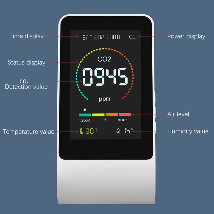 T03 3 In 1 Carbon Dioxide Detector Air Quality Monitor