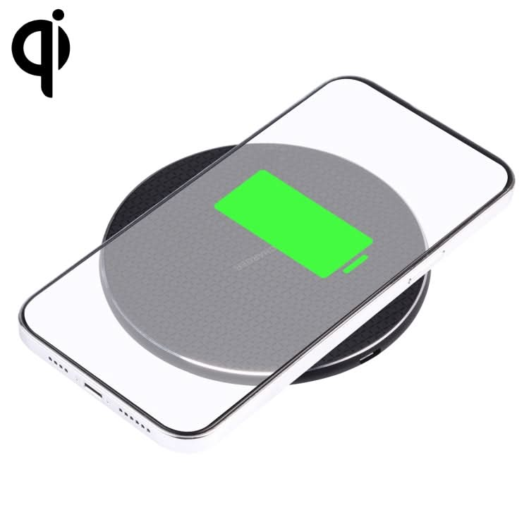 Q25 15W Plaid Pattern Desktop Metal Round Wireless Charger