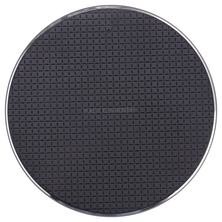 Q25 15W Plaid Pattern Desktop Metal Round Wireless Charger