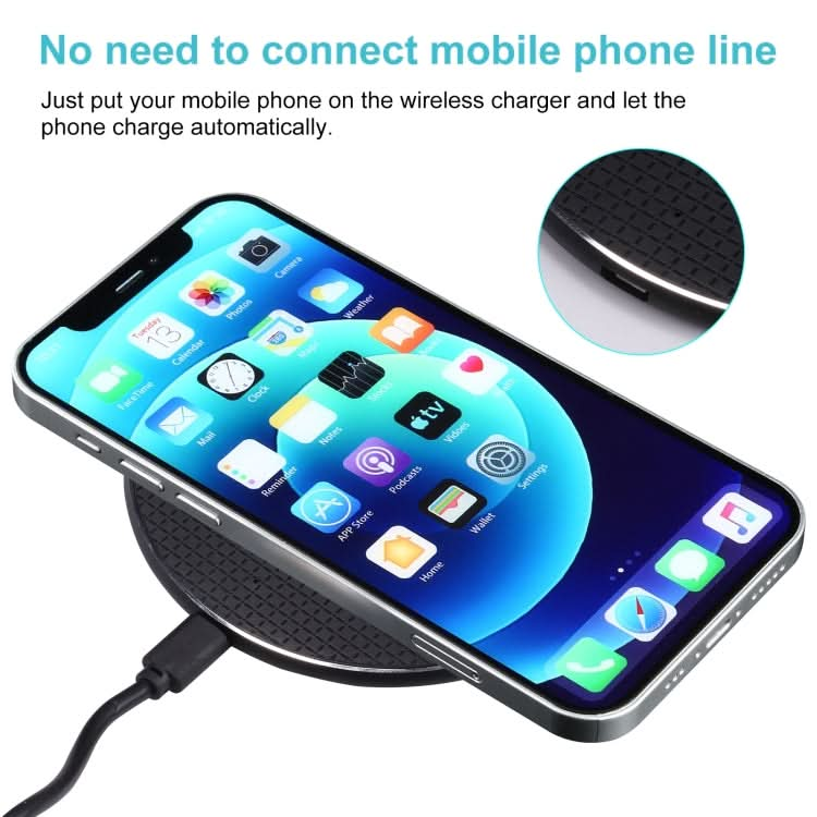 Q25 15W Plaid Pattern Desktop Metal Round Wireless Charger