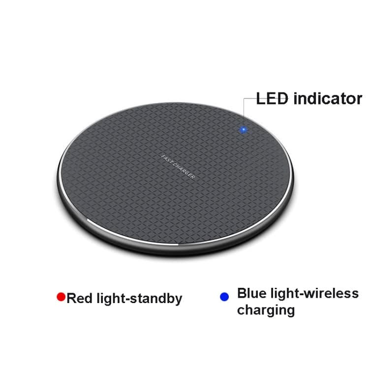 Q25 15W Plaid Pattern Desktop Metal Round Wireless Charger