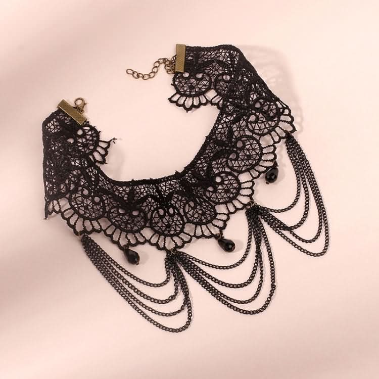 Fringe Lace Gothic Lolita Vintage Necklace,Style: Reluova