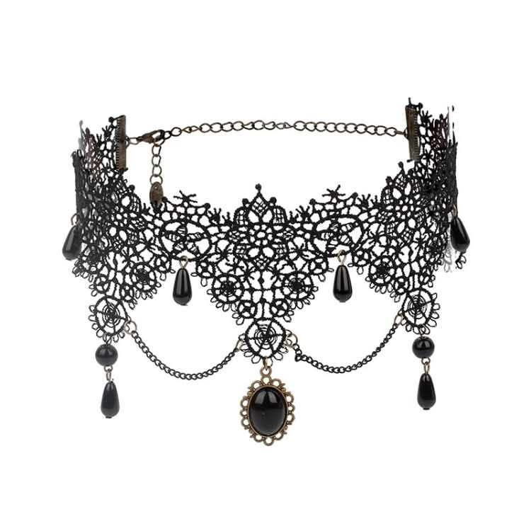 Fringe Lace Gothic Lolita Vintage Necklace,Style: Reluova