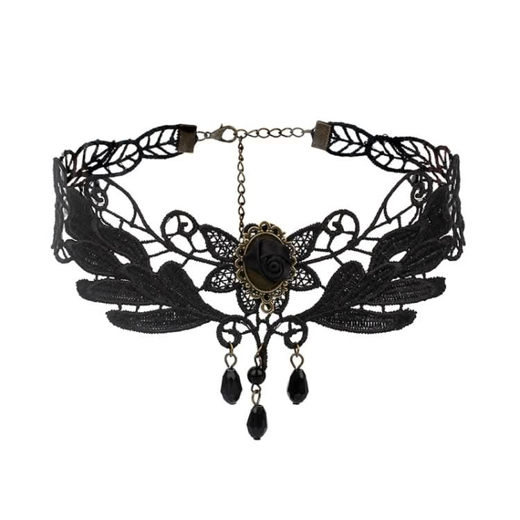 Fringe Lace Gothic Lolita Vintage Necklace,Style: Reluova