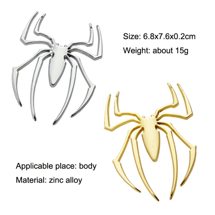 10 PCS Metal Three-Dimensional Spider Car Sticker, Color Random Delivery