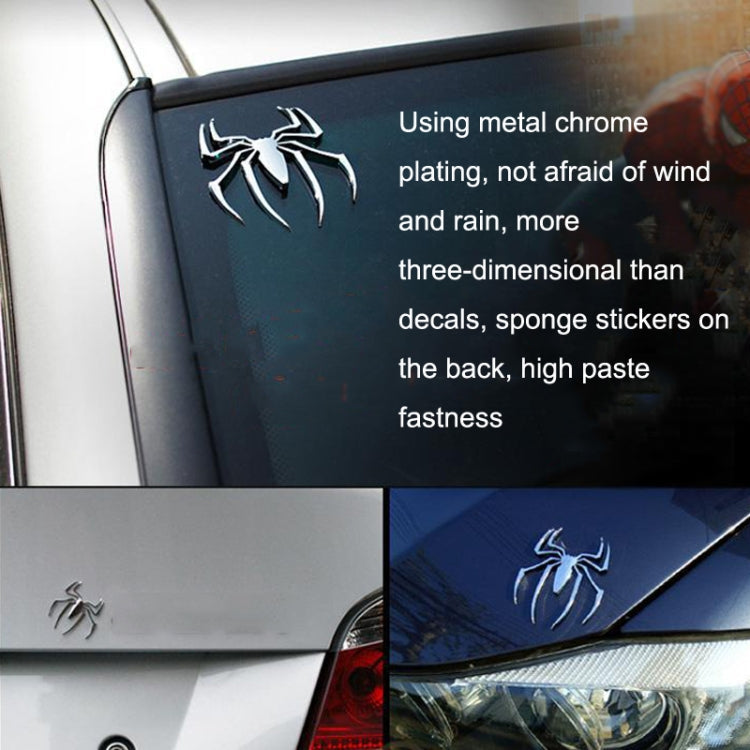 10 PCS Metal Three-Dimensional Spider Car Sticker, Color Random Delivery