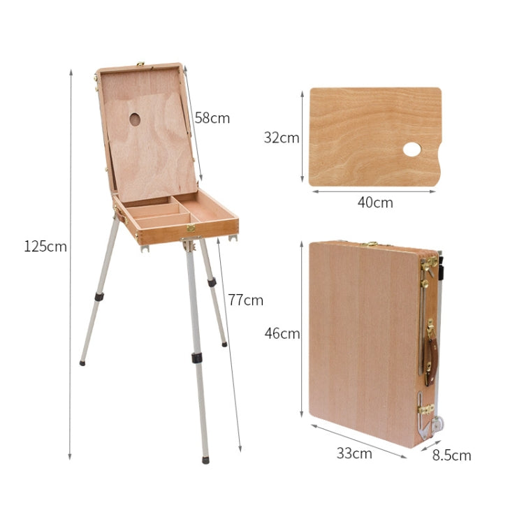 Portable Wooden Portable Sketch Box Aluminum Alloy Easel