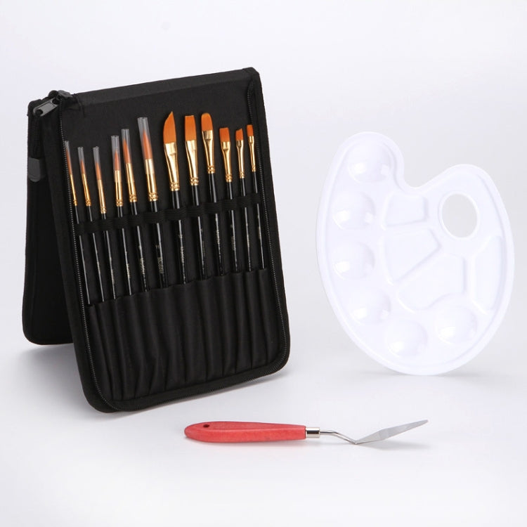 12 PCS/Set Multi-Function Gouache Oil Brush Set With Storage Bag Palette Scraper