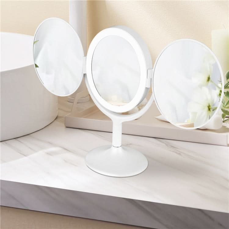 LED Desktop Folding Three-Faceted Makeup Mirror Reluova