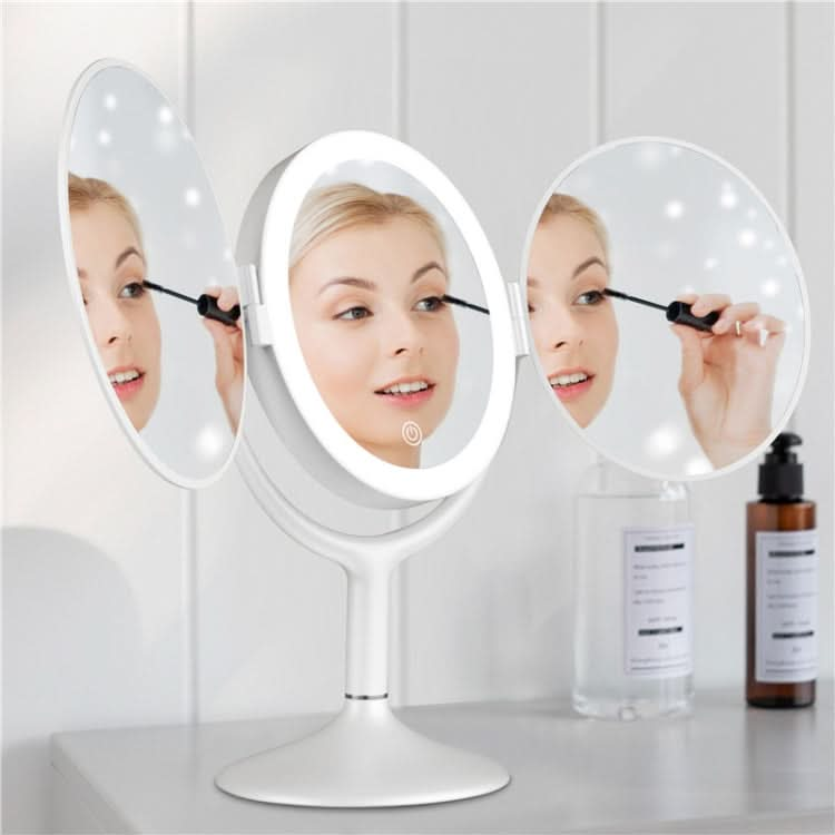 LED Desktop Folding Three-Faceted Makeup Mirror Reluova