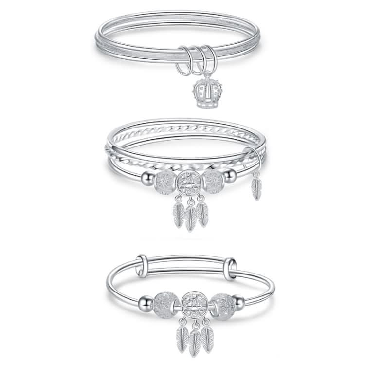 Women Closed Solid Three Rings Bracelet, Size: Z104 58mm Reluova