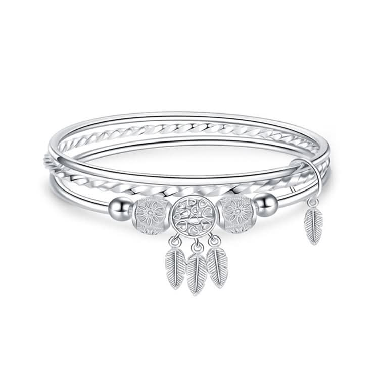 Women Closed Solid Three Rings Bracelet, Size: Z104 58mm Reluova