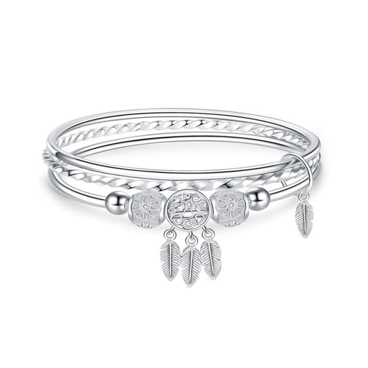 Women Closed Solid Three Rings Bracelet, Size: Z104 58mm Reluova