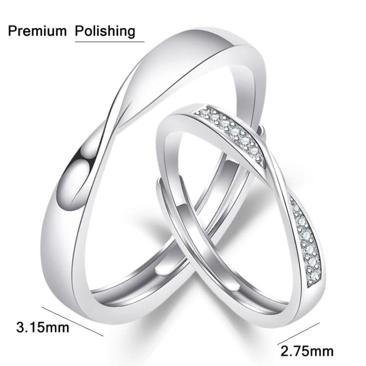 2 PCS Q38 Couples Mobius Twist Open Adjustable Ring-Reluova