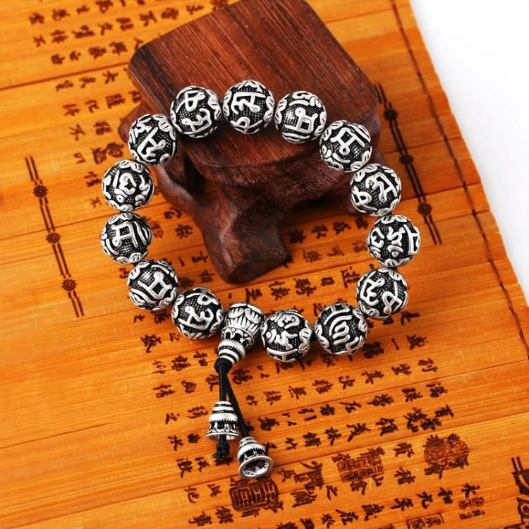 Six Character Mantra Heart Sutra Thai Silver Bead Couple Bracelet Reluova