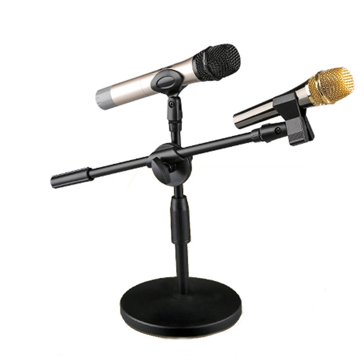 LKT-300 30-65cm Full Metal Disc Base Dual Microphone Stand,Size: Reluova