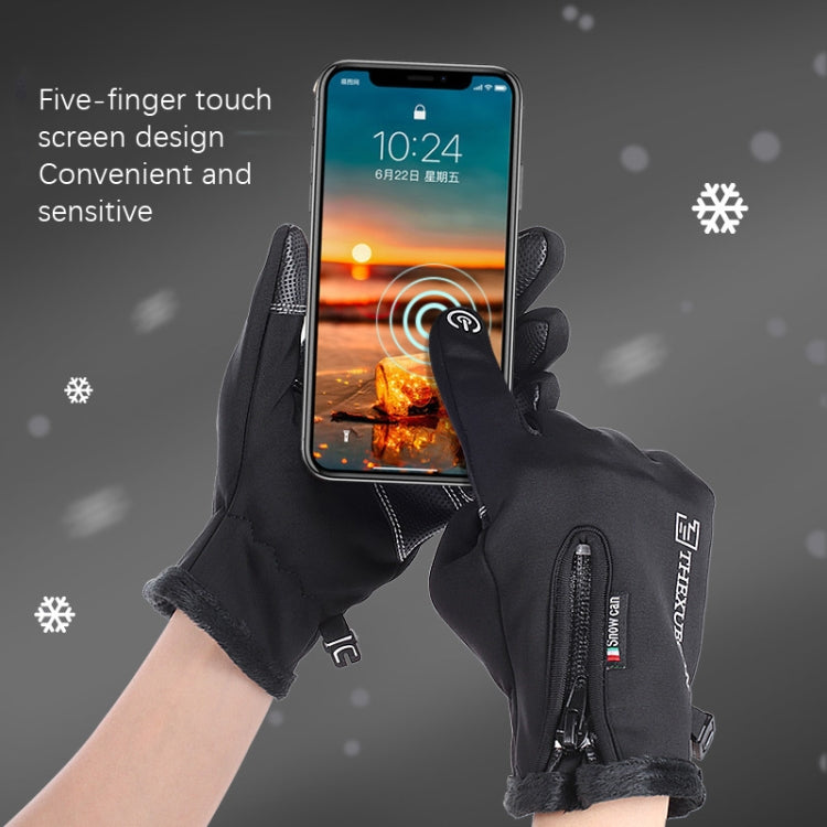 Outdoor Riding Windproof Cold-proof Zipper Gloves